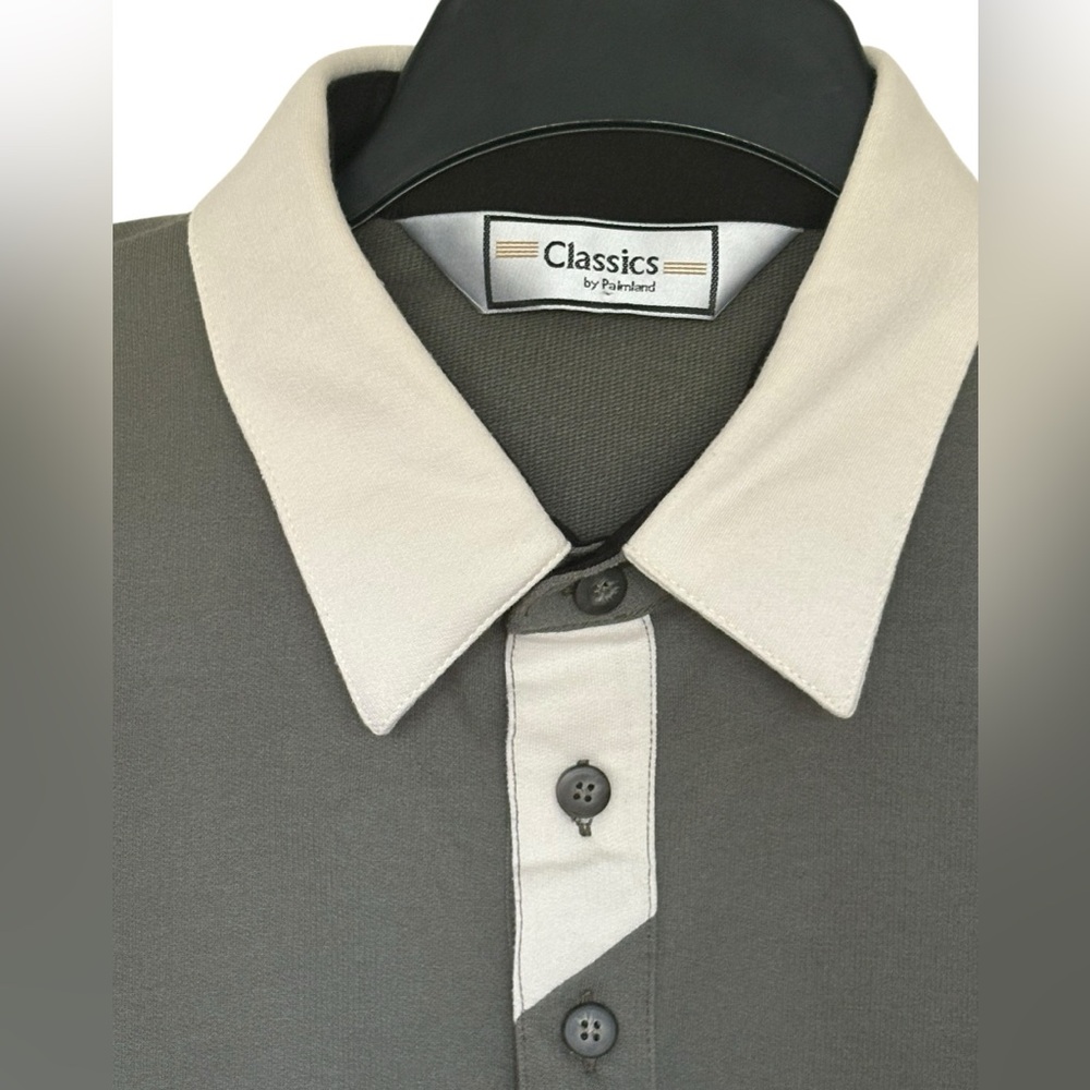 Classic Men's Striped Polo Shirt - Green, Black, and White - Picture 3 of 5